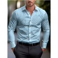 thumbnail image 2 of Camisa de traje rosa negra blanca casual al aire libre color sólido a rayas cómoda suave solapa tops de hombre oficina talla grande 2024, 2 of 4
