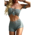thumbnail image 5 of Lnzyyephy Women´s Swim Shorts Crochet Cutout Bathing Suit Bottoms Drawstring Beach Board Shorts Summer Swim Trunks, 5 of 9