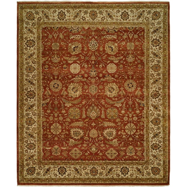 K2 Floor Style Shajahan Ivory/Black Hand Made Wool Area Rug