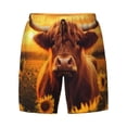 thumbnail image 4 of Lsque Mens Swim Trunks Vintage Sunflower Cow A Pattern - Bathing Suit Compression Liner - Beach Swim Shorts Swimwear - (S-3XL) - Stretch Quick Dry -X-Large, 4 of 9