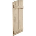 thumbnail image 3 of Ekena Millwork 22"W x 68"H (60 5/8" Low Side) Timberthane Riverwood Four Board Joined Board-n-Batten w/Elliptical Top Faux Wood Shutters (Per Pair), Primed Tan, 3 of 6