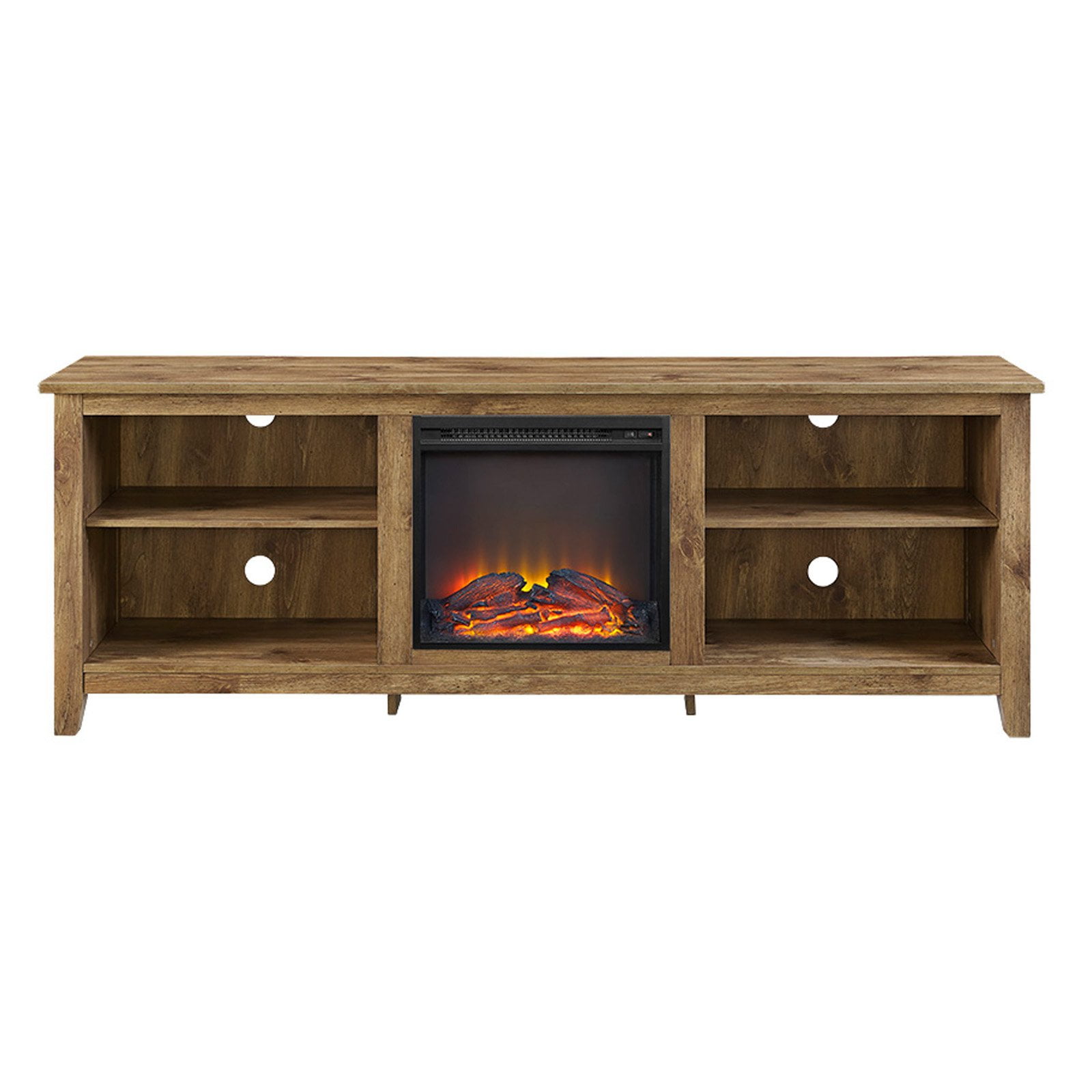 Walker Edison 70in. Wood Media TV Stand Console with Fireplace