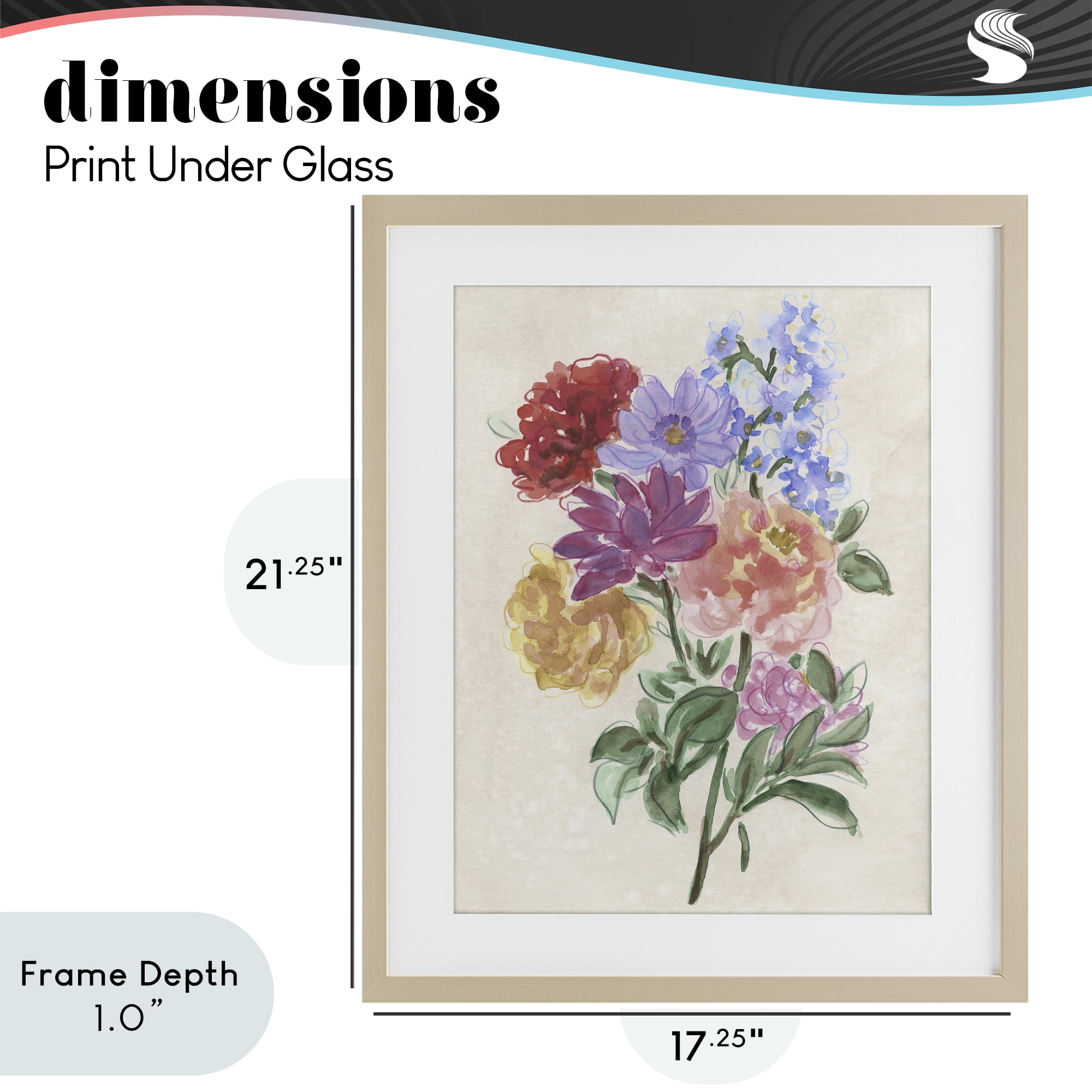 Stupell Industries Blooms On Parchment Birch Framed Print Under Glass, design by June Erica Vess