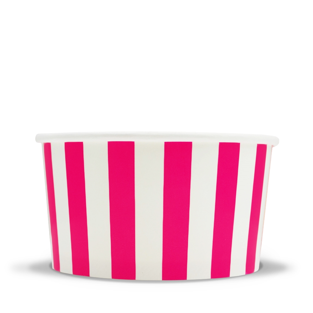 Pink Paper Ice Cream Cups 6 oz Striped Dessert Bowls Comes In Many