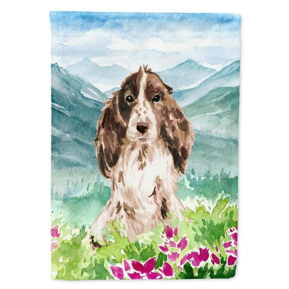 Carolines Treasures CK1987GF Mountian Flowers Chocolate Parti Cocker Spaniel Flag Garden Size  Small multicolor
