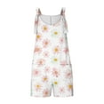 thumbnail image 4 of Hyknon Jumpsuits for Women Summer Fashion Floral Printed Loose Fit Comfortable Rompers Shorts Casual Suspender Sleeveless Jumpsuits with Pockets, 4 of 6