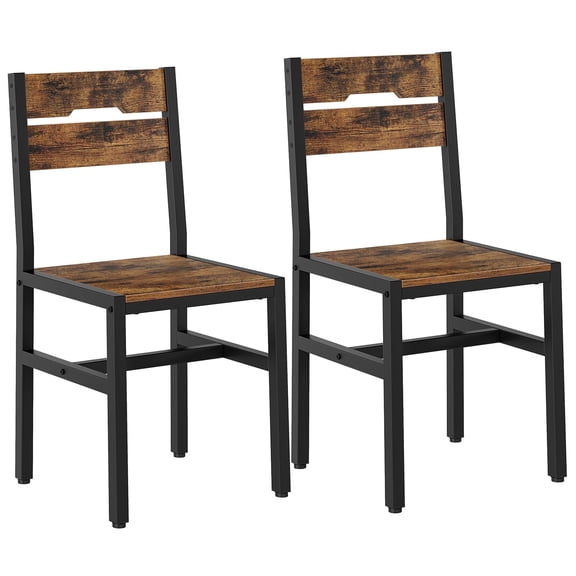 Dining Chairs Set of 2, Kitchen Chairs, Dining Room Chairs,Rustic Wooden Backrest & Thickened Metal Legs, Industrial Dinner Chairs for Kitchen Living Dining Room, Easy Assembly