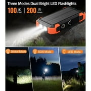 JIUMESS 42800mAh Solar Power Bank 15W Fast Charging with Cables, Solar Charger Compatible for iPhone/Android Phone