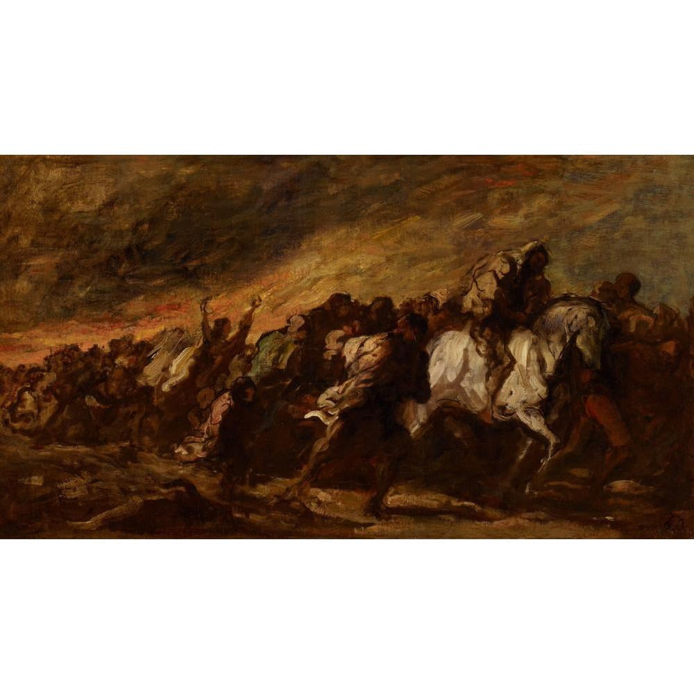 Honoré Daumier 14x10 Black Modern Framed Museum Art Print Titled - The Fugitives (C. 1868)