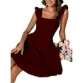 thumbnail image 4 of Lucakuins Vestido de mujer, vestido de verano con cuello cuadrado y espalda descubierta, minivestido de verano para fiesta Lucakuins moda, 4 of 7