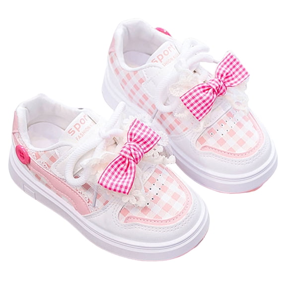 YLYL Toddler Little Big Kids Girls Platform Sneakers Cute Bowknot Lace up No Slip Fashion Casual Walking Shoes