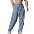 thumbnail image 4 of zfhfof Men's Linen Casual Pants Lightweight Baggy Jogger Pants Elastic Waist Drawstring Yoga Beach Trousers with Pockets, 4 of 4