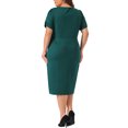 thumbnail image 3 of Plus Size Dress for Women Short Sleeve Above the Knee Sheath Dress Office Wear to Work Dresses 1X Dark Green, 3 of 6