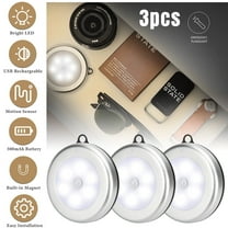 LED Closet Lights, 3Pcs Motion Sensor Light Indoor, Cordless Battery Powered Stick on LED Night Lights for Closet, Stair, Under Cabinet, Hallway, Kitchen
