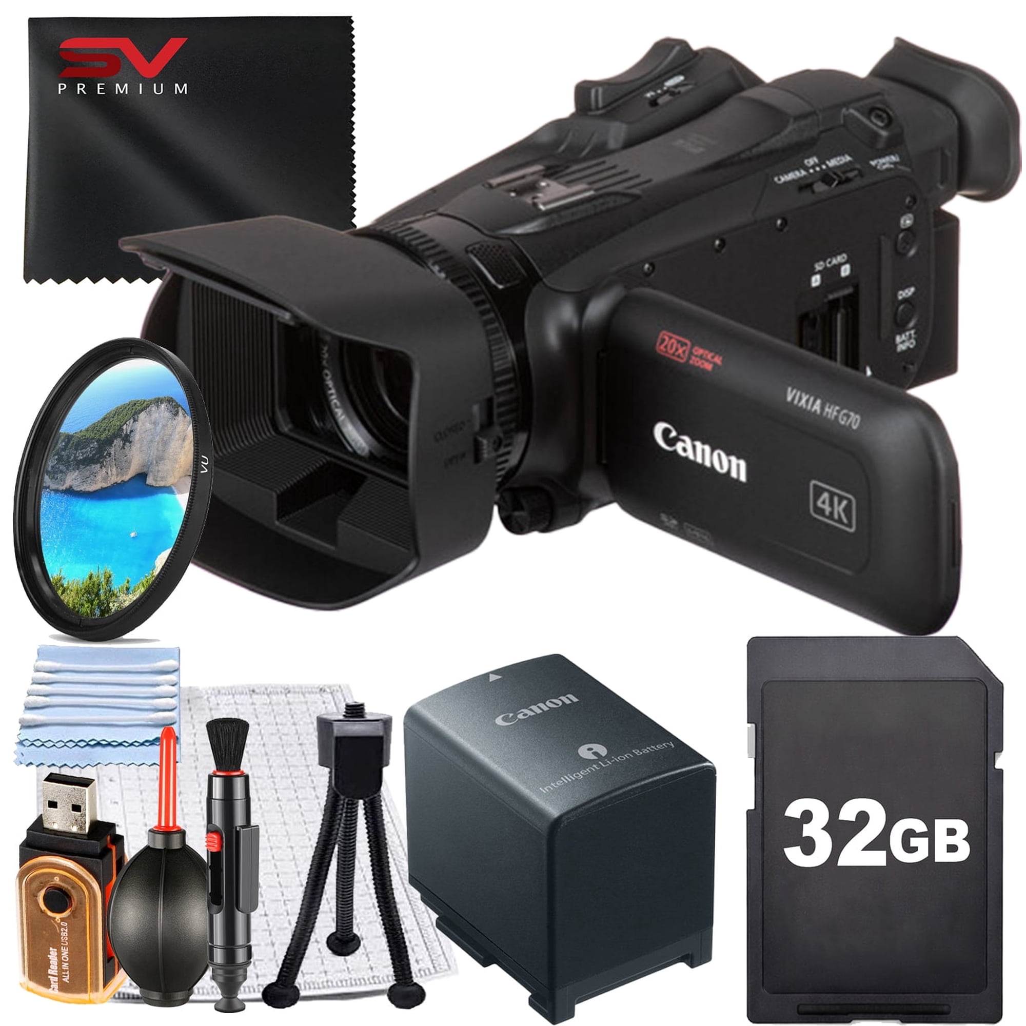 Canon Vixia HF G70 UHD 4K Camcorder with 32GB Memory Card + UV Filter + SV Premium Accessory Bundle (International Version)