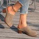 thumbnail image 5 of Mujeres Tacones Altos Color Sólido Cerrado Dedo Del Pie Bloque Tacón Tope Mulas, Zapatillas de Verano de las Mujeres para la Oficina Y la Comodidad Diaria, 5 of 9