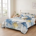 thumbnail image 2 of Twin XL Quilt Set 68''x98'', Blue Yellow Beige Lightweight Bedspread Coverlet Set with 2 Pillow Shams, Retro Abstract Modern Art Painting Breathable All Season Quilt Bedding for Dorm/Guest Room, 2 of 9