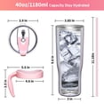 thumbnail image 4 of Stainless Steel Vacuum Insulated Tumbler - THILY 40 oz Coffee Travel Mug with Handle and Lids, Sweat Proof, Keep Drinks Cold for 34 Hours or Hot for 12 Hours, Pink Ripple, 4 of 5