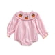thumbnail image 1 of Pelele de bebé niña de manga larga con cuello redondo y bordado de calabaza. Conjunto para niña pequeña., 1 of 8