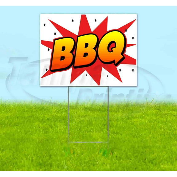 Bbq (18" x 24") Yard Sign, Includes Metal Step Stake