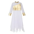 thumbnail image 2 of YONGHS Kids Girls Metallic Long Sleeve Praise Lyrical Dance Dress, 2 of 7