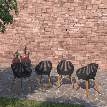 Amazonia Assen 4-Piece Chair Set, Teak Finish Legs, Ideal for Outdoors and Indoors