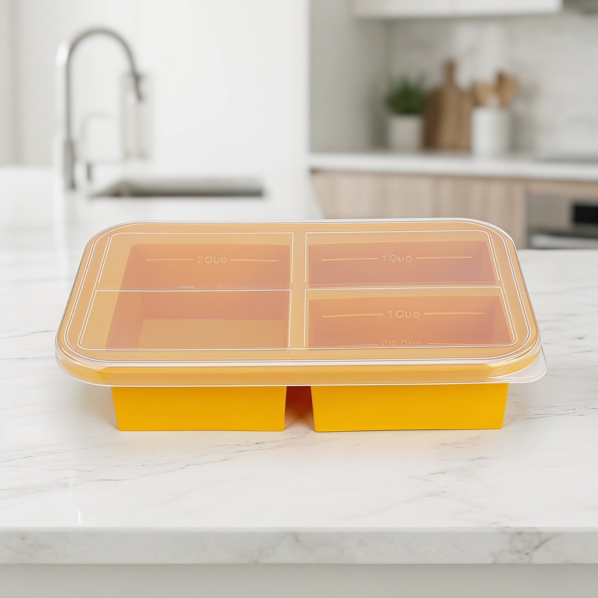 Unique Bargains Silicone Leak-Proof Meal Prep Container Lunch Bento Box Orange-2
