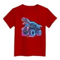 thumbnail image 3 of Vêtements d'Été pour Garçons Bébé Enfants Tout-Petits Garçons Été Imprimés de Monstres Dinosaures Manches Courtes Col Rond T-Shirt Décontracté T-Shirts Rouges 6 Ans-7 Ans, 3 of 3
