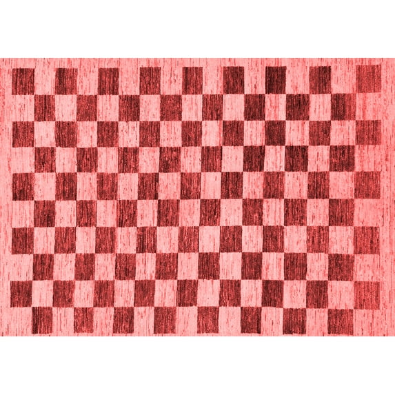 Ahgly Company Machine Washable Indoor Rectangle Checkered Red Modern Area Rugs, 2' x 3'