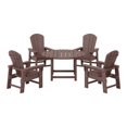 thumbnail image 2 of WestinTrends Malibu Kids 5-Piece HDPE Outdoor Patio Round Dining Table and Chairs Set, Dark Brown, 2 of 15