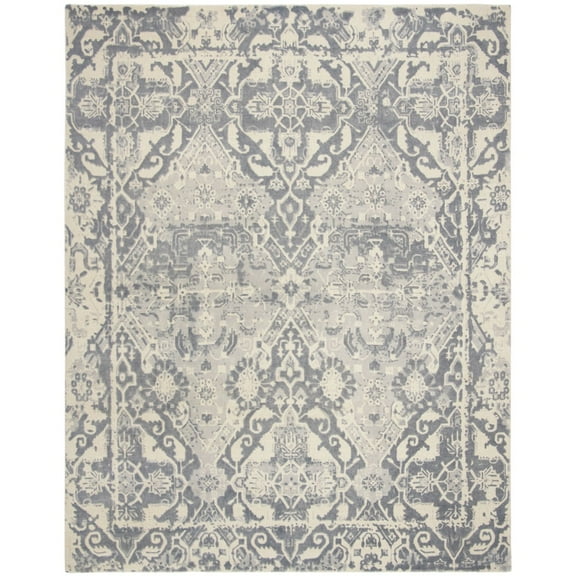 SAFAVIEH Restoration Vintage Eunice Border Wool Area Rug, Charcoal/Ivory, 8' x 10'
