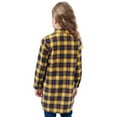 thumbnail image 4 of GYRATEDREAM Toddler Baby Girls Mid-length Plaid Shirt Jacket Kids Flannel Long Sleeve Lapel Button down Warm Thicken Shirt Coat Top with Pockets Children Fall Winter Clothes for 3-14Y, 4 of 5