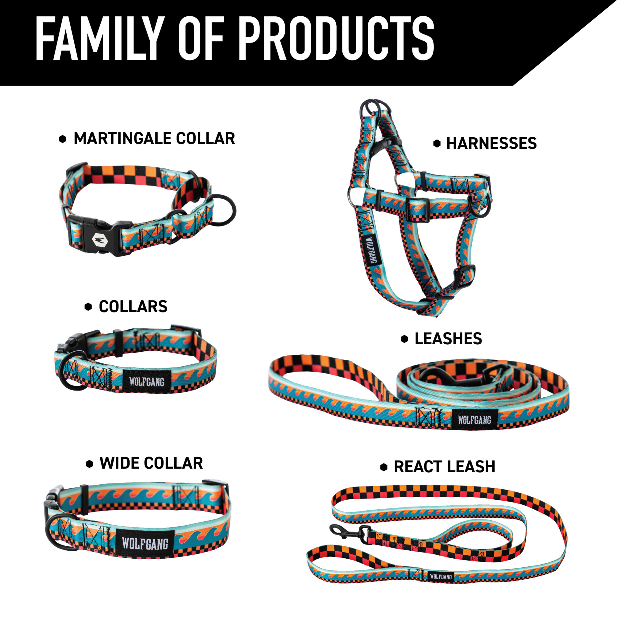 Wolfgang Heavy Duty Adjustable Dog Harness, Pull-Tested to Over 800 lbs for Walking & Training, BuenaOnda Print, Small