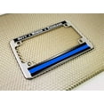 thumbnail image 4 of Motorcycle Metal License Plate Frame with Duty Honor Courage Thin Blue Line (Stripe) Support Law Enforcement Design - Chrome, 4 of 8