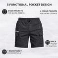 thumbnail image 6 of Yacht & Smith 3 Pack Men’s 5 Pocket Fleece Cargo Shorts, Cotton, Drawstring, Bulk Athletic Lounge Shorts, Charcoal Grey, Size 2X-Large, 6 of 7