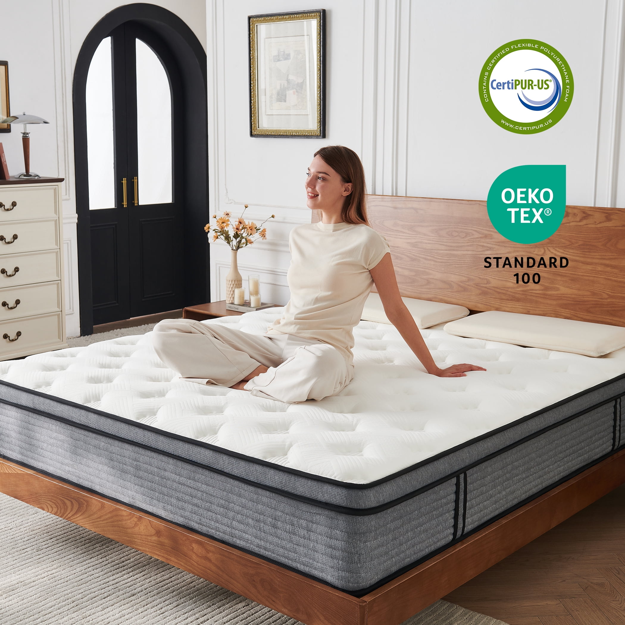 Vumece 12 inch Hybrid Mattress in a Box, Full Size Memory Foam & Individually Wrapped Coil, Support, Pressure relief, Breathable-120 Night Trial