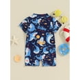 thumbnail image 3 of Bagilaanoe Toddler Baby Boys One-Piece Swimsuit Print Short Sleeve Zipper Rashguard Swimwear 3M 6M 12M 18M 24M 3T Kids Jumpsuit Bathing Suit, 3 of 8