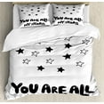 thumbnail image 1 of Saying Duvet Cover Set King Size, You are All My Stars Message with Bubble Letters Crescent Moon and Stars Monochrome, Decorative 3 Piece Bedding Set with 2 Pillow Shams, Black White, by Ambesonne, 1 of 3