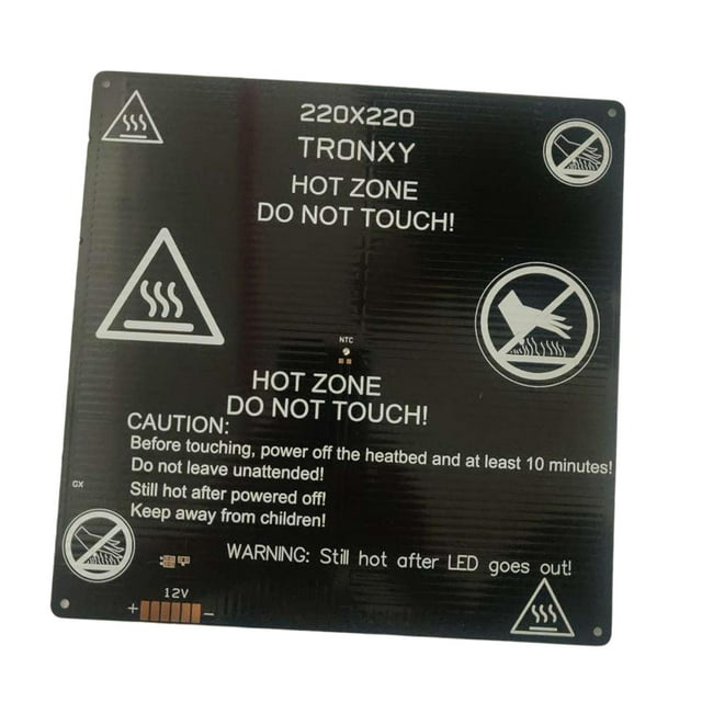 Aluminio 24V 12V Cama con calefacción 220 * 220 * 3 mm licencia caliente para impresora 3D Negro Yotijar Cama de calor de impresora 3D