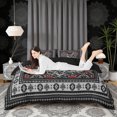 thumbnail image 3 of Erosebridal Gothic Moth Duvet Cover Set, Bohemian Aztec Mandala Bedding Full, Black Gray Red, Black Reversible 3 Pieces, 1 Duvet Cover and 2 Pillowcases (No Comforter), 3 of 6