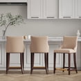 thumbnail image 2 of Shubert Counter Stool with Solid Wood Base in Tan - Set of 3, 2 of 7