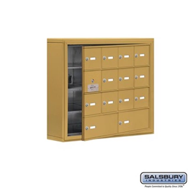 SalsburyIndustries 19145-14GSK Cell Phone Storage Locker With Front Access Panel - 4 Door High Unit, Gold