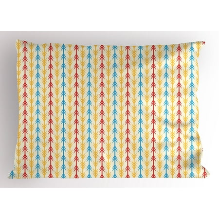 - Tribal Pillow Sham Ethnic Arrow Pattern with Folk Style Traditional Primitive Textured Tones Design, Decorative Standard Size Printed Pillowcase, 26 X 20 Inches, Multicolor, by Ambesonne