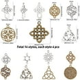 thumbnail image 5 of 1 Box 56Pcs 14 Styles Celtic Knot Charms Pagan Chinese Knot Flower of Life Connectors Chakra Tibetan Style Alloy Hollow Pendants for Crafts Supplies Antique Sliver Bronze, 5 of 9