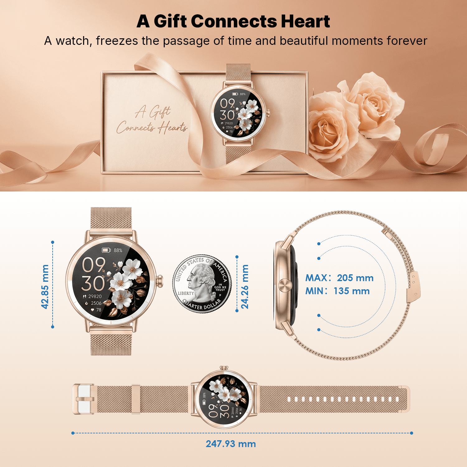 Smart Watch for Women Android/iPhone Devices, IP68 Waterproof Fitness Tracker with Bluetooth Answer/Make Calls, Activity Pedometer/100+ Sports Modes, Perfect Gift