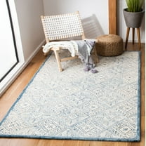 SAFAVIEH Glamour Drummond Geometric Floral Wool Area Rug, Blue/Ivory, 5' x 8'