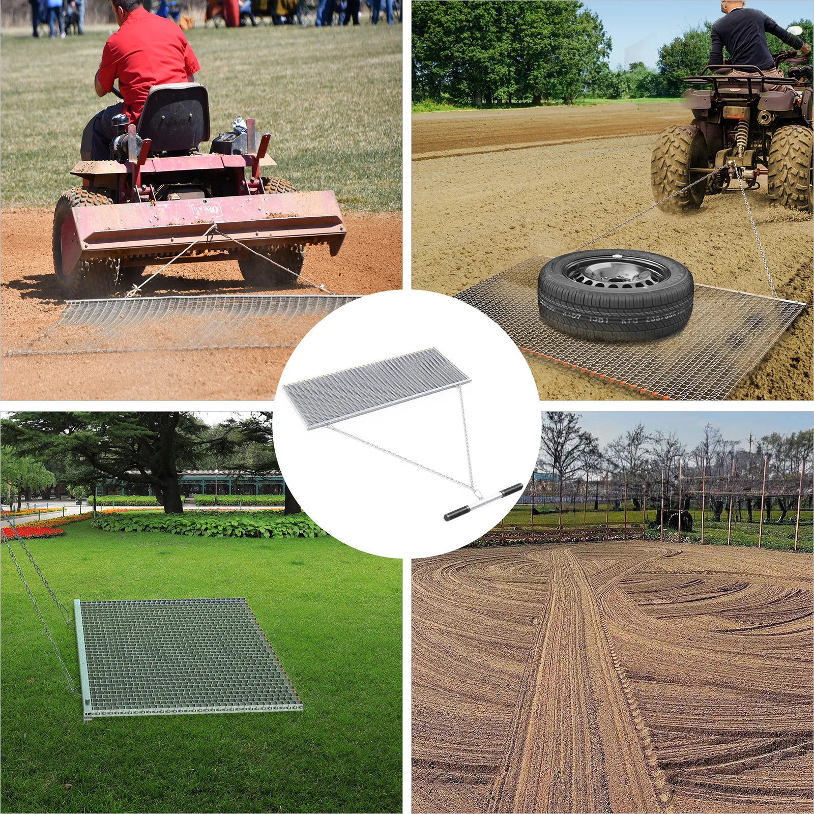 RVNI 6' x 3' Drag Mat Heavy Duty Zinc & Steel Mesh Field Surface Leveling for ATV UTV