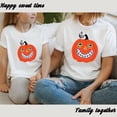 thumbnail image 3 of Calcomanías de impresión de cara sonriente de calabaza para Festival de Halloween, pegatinas de transferencia de calor DTF, listas para presionar para bolsas de ropa, 3 of 4