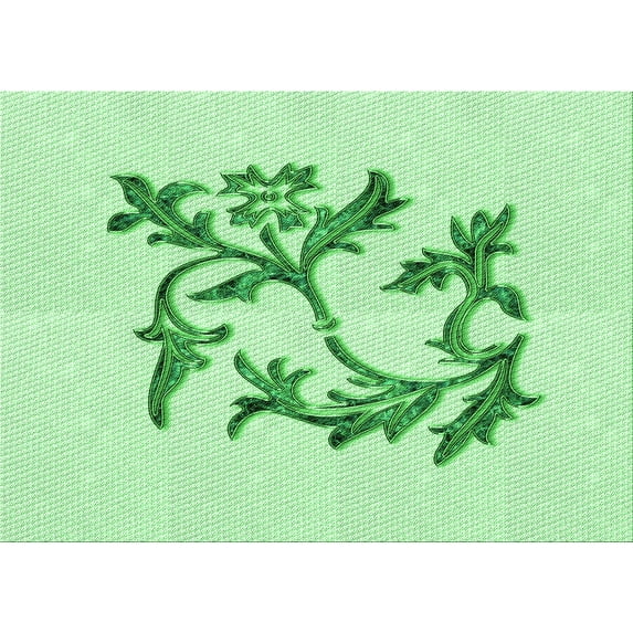 Ahgly Company Machine Washable Indoor Rectangle Transitional Mint Green Area Rugs, 8' x 12'
