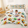 thumbnail image 3 of Manfei Cute School Bus Queen Comforter Set,City Cars Pattern Comforter Sets Queen,Beige,Polkadot Reversible,3pcs,1 Comforter and 2 Pillowcases, 3 of 7